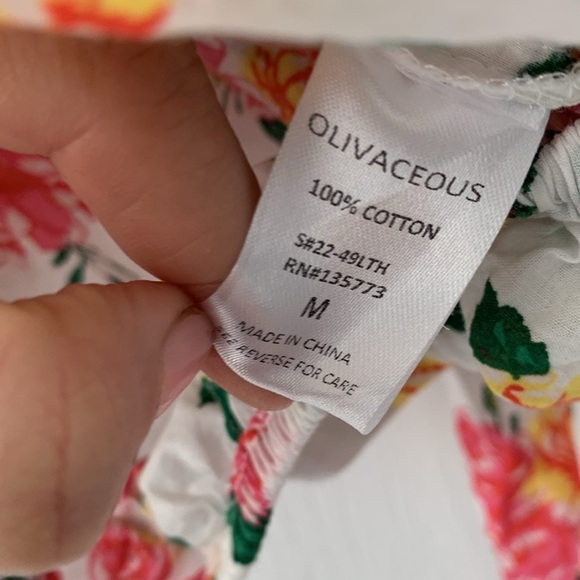 Olivaceous Romantic Floral Balloon‎ Sleeve Crop Blouse Top off the shoulders M - Picture 4 of 9